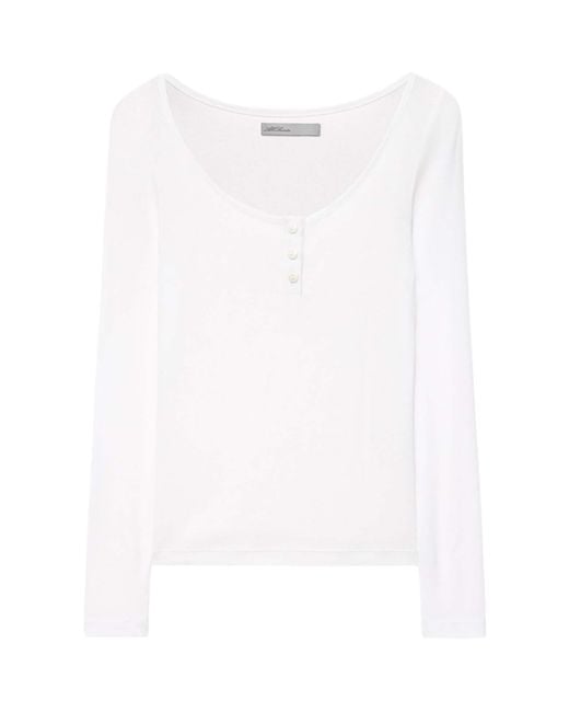 AllSaints White Jules Henley Long-Sleeve T-Shirt
