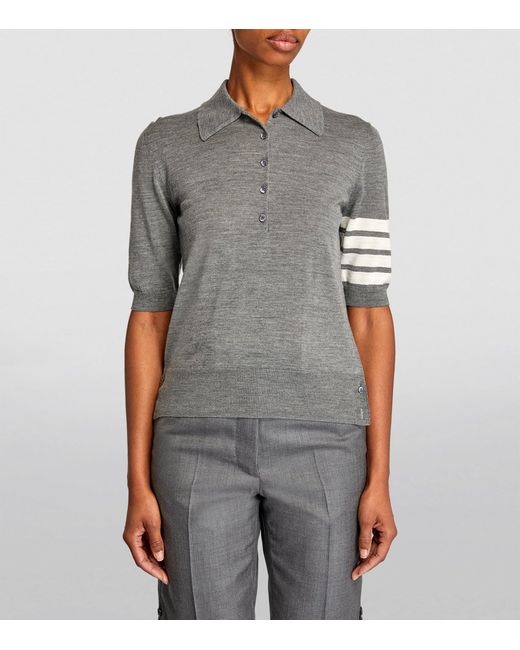 Thom Browne Gray 4-Bar Polo Shirt