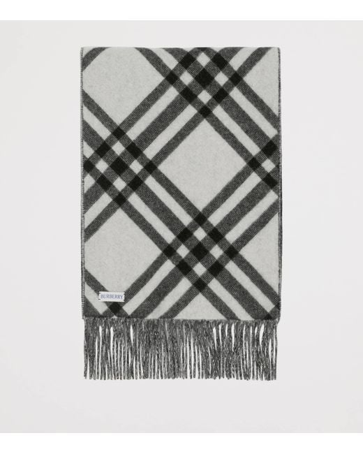 Burberry Black Cashmere Check Scarf