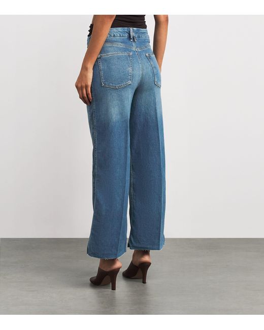 GOOD AMERICAN Blue Good Skate Cropped Wide-Leg Jeans