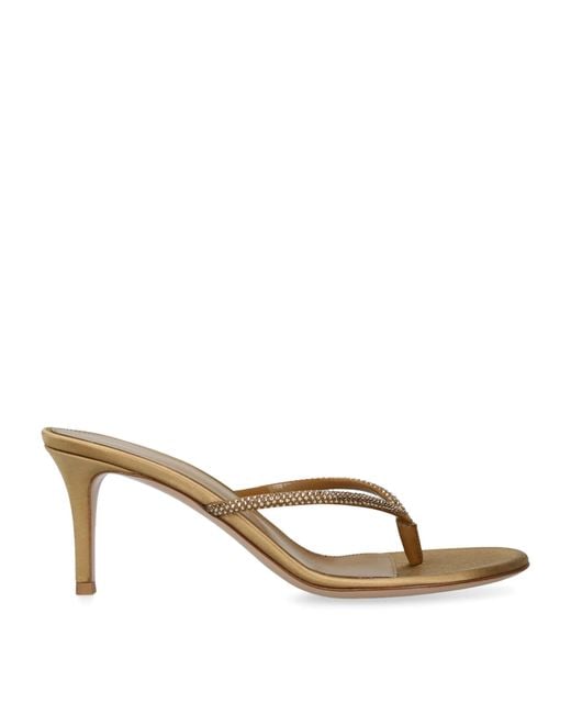 Gianvito Rossi Metallic Suede Embellished India Heeled Sandals 70