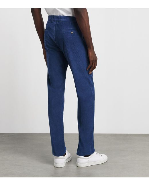 Paul & Shark Blue Cotton-Cashmere Corduroy Trousers for men