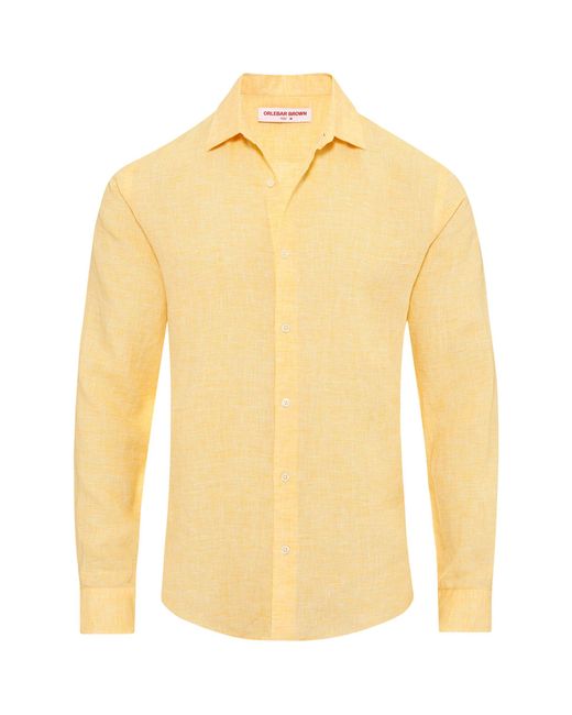 Orlebar Brown Yellow Linen Giles Shirt for men