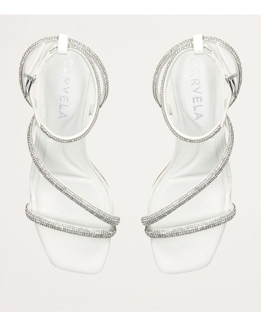 Carvela Kurt Geiger White Embellished Paparazzi Heeled Sandals
