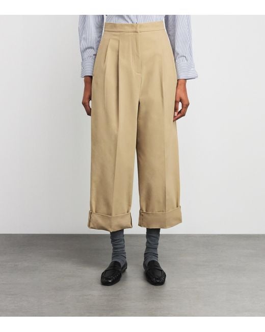 Weekend by Maxmara Natural Pleated Wide-Leg Tapered Trousers