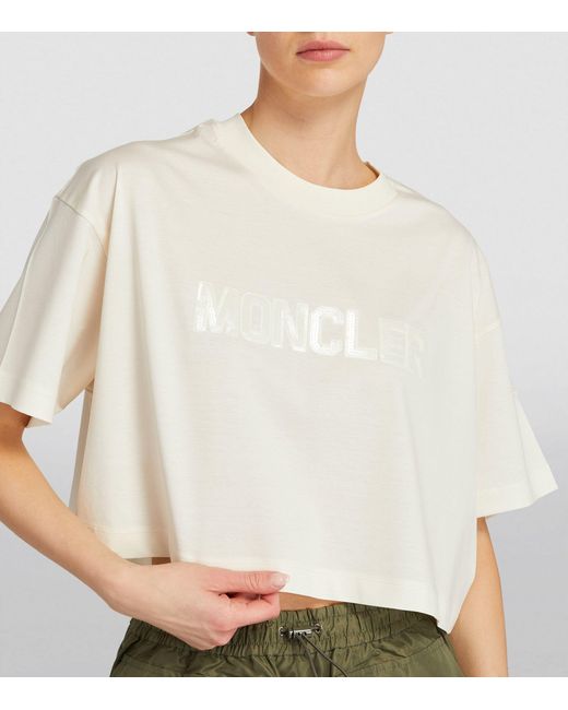 Moncler White Cropped Logo T-shirt