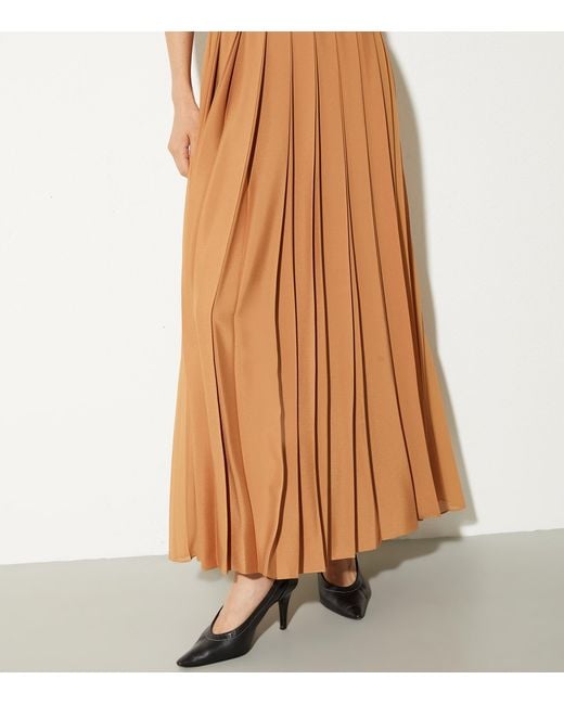 MAX&Co. Brown Jersey Pleated Maxi Skirt