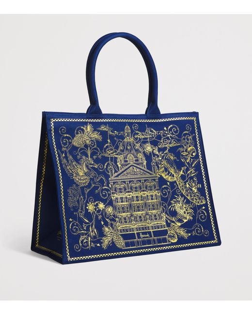 Harrods Blue Building Shopper Bag