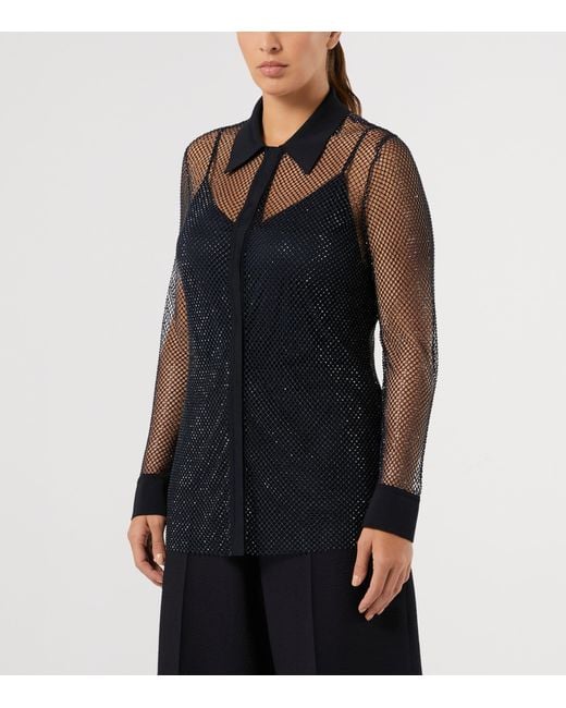 Marina Rinaldi Black Embellished Mesh Shirt