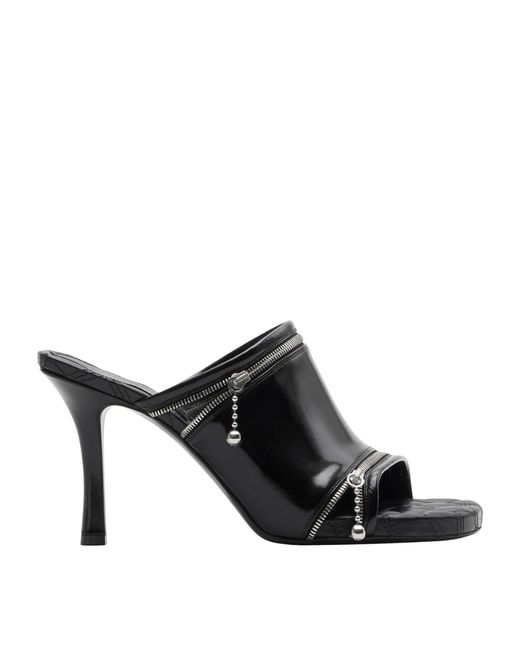 Burberry Black Leather Zip-detail Heeled Mules 85