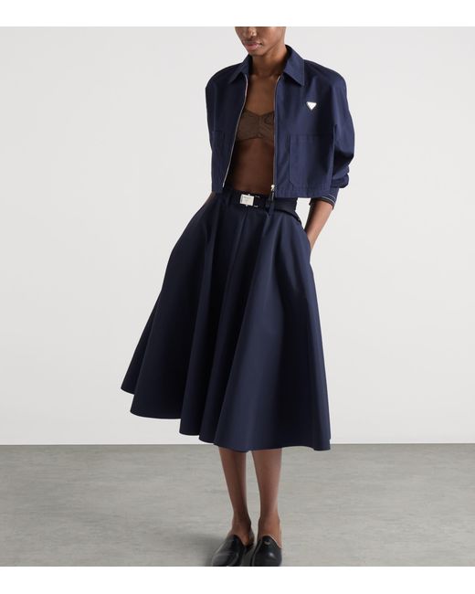 Prada Blue A-Line Midi Skirt