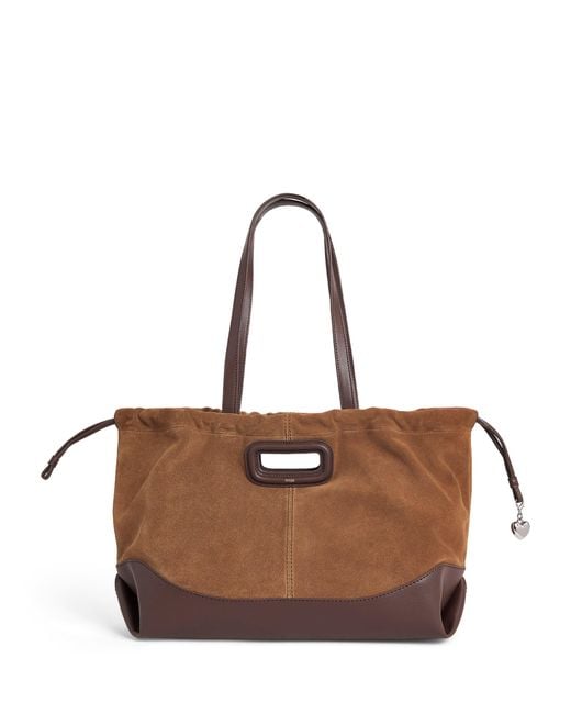 Maje Brown Leather And Suede Milpi Tote Bag