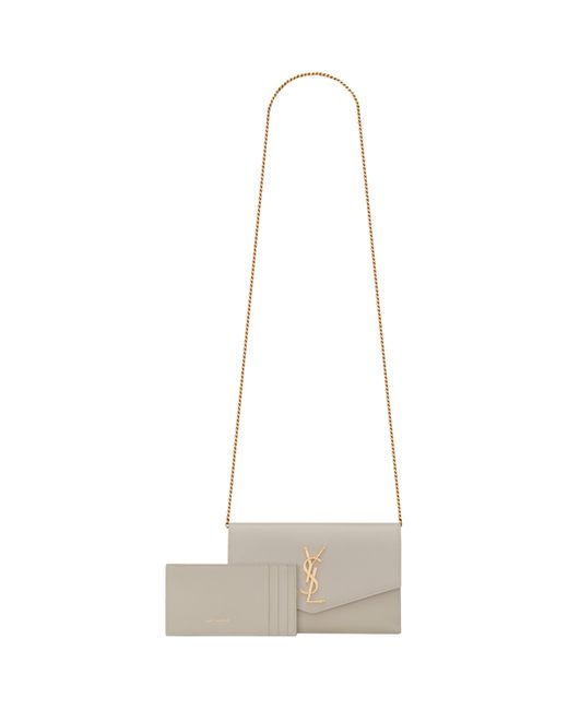 Saint Laurent Natural Uptown Chain Wallet