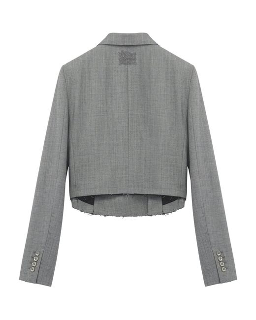 McQueen Gray Cropped Double-Breasted Blazer