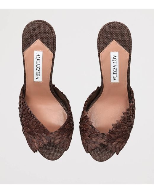 Aquazzura Brown Raffia Rio Flirt Heeled Mules 75