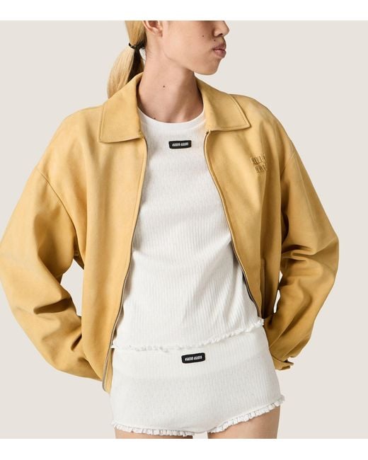 Miu Miu Natural Waxed Suede Jacket