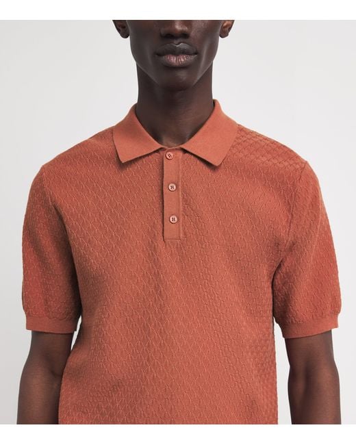 Wax London Orange Cotton-Cashmere Naples Polo Shirt for men