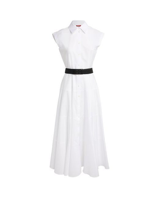 Max Mara White Cotton Maxi Shirt Dress