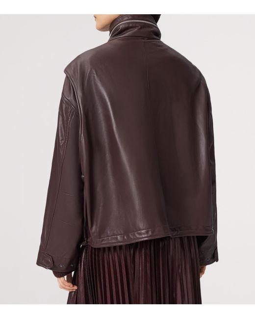AllSaints Brown Clay Leather Jacket