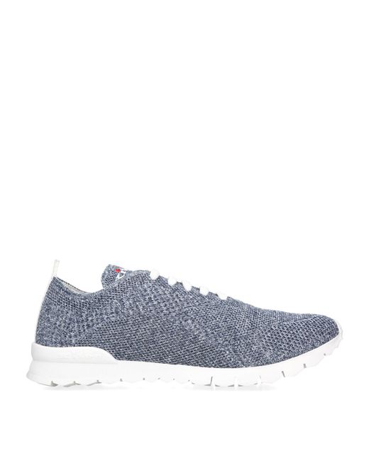 Kiton Blue Knitted Lace-up Sneakers for men