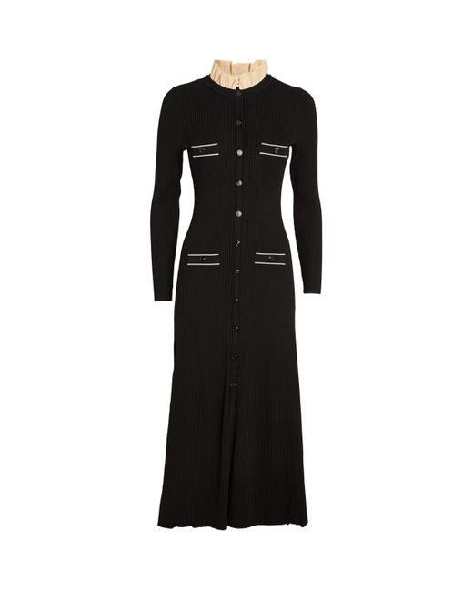 Sandro Black Ribbed Midi Dress