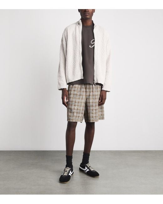 Picante Gray Cotton Bleached Check Rocco Shorts for men