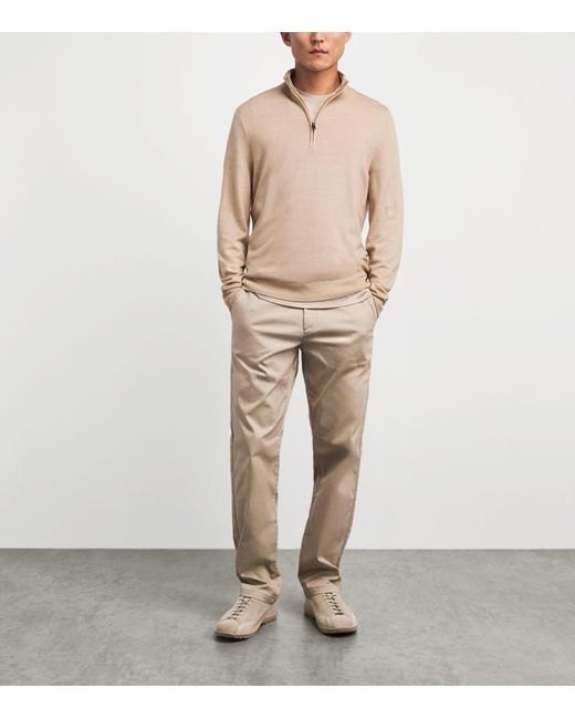 Bogner Natural Virgin Wool Ouri Quarter-Zip Sweater for men