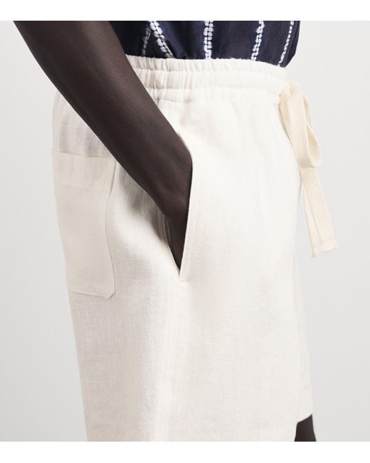 Commas White Linen Drawstring Shorts for men