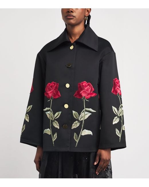 LEO LIN Black Rose-Embroidered Leyna Jacket