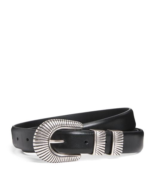 Barena Black Leather Western Belt for men