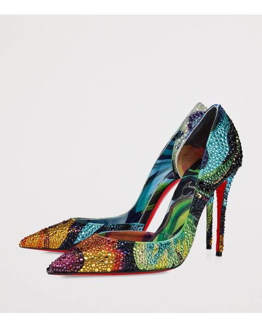 Christian Louboutin Blue Iriza Floral Strass Pumps 100
