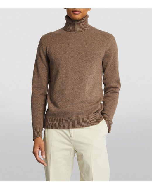 Ralph Lauren Purple Label Brown Cashmere Rollneck Sweater for men
