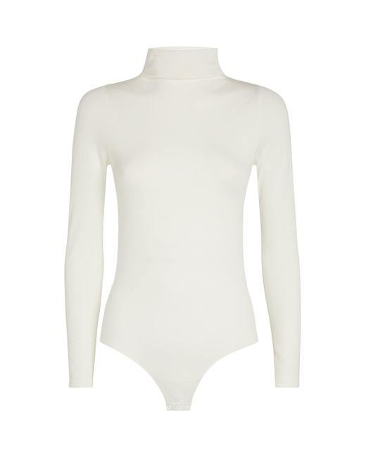 Falke White Seamless High-Neck Bodysuit
