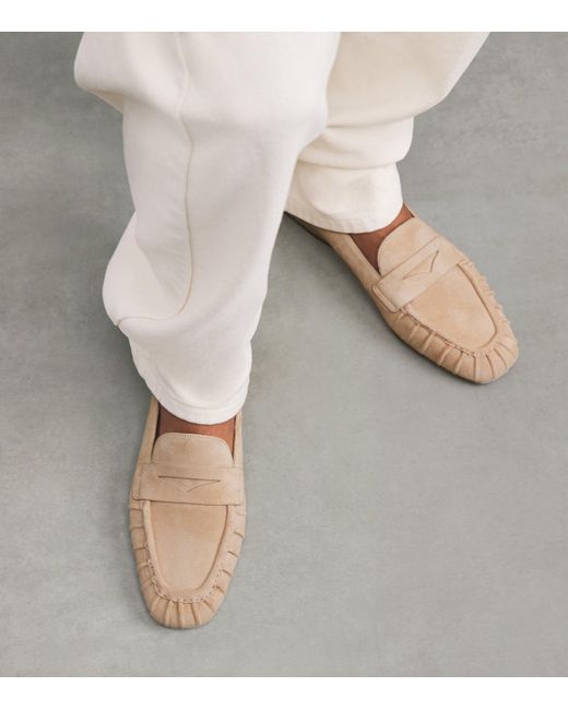 Stuart Weitzman Natural Suede Brooks Loafers