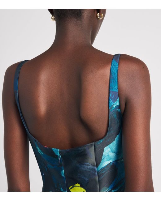 Roksanda Blue Brushstroke Print Zelia Midi Dress