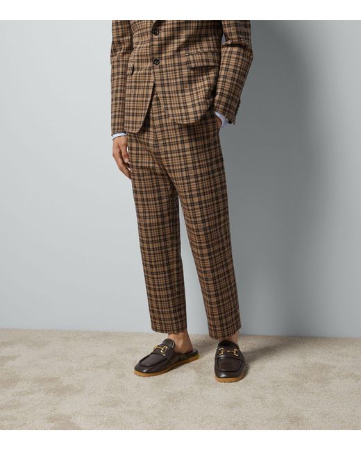 Gucci Brown Wool Gg Check Trousers for men