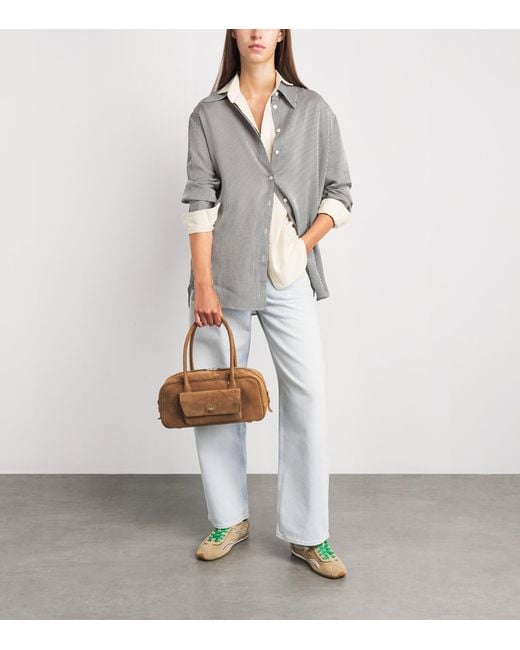 Sandro Brown Suede Ezmehralda Top-Handle Bag