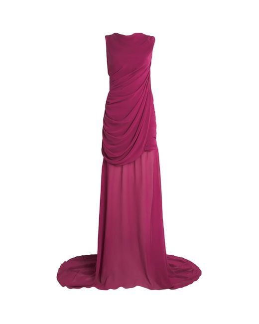 Sandra Mansour Purple Silk-Blend Crepe Ombre Gown