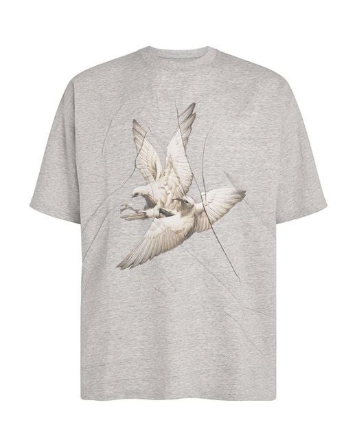 Maison Margiela Gray Cotton Creased Bird T-Shirt for men