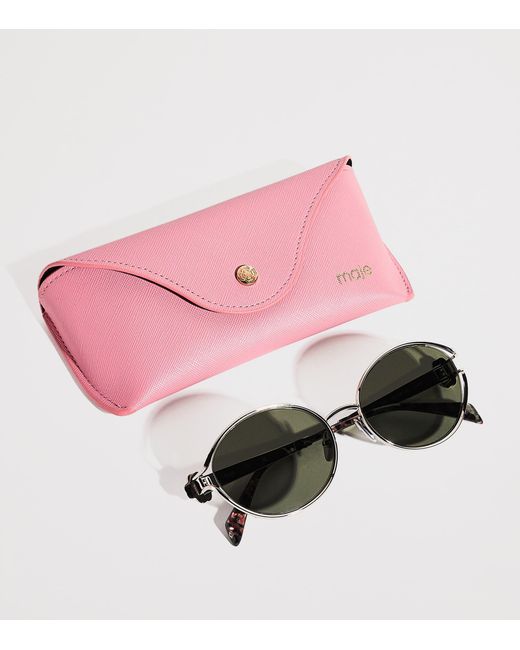 Maje Green Metal Round Sunglasses