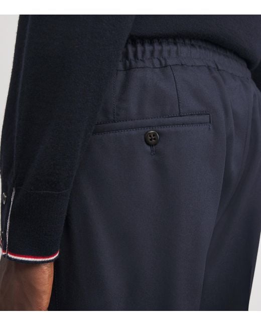 Corneliani Blue Wool Drawstring Trousers for men