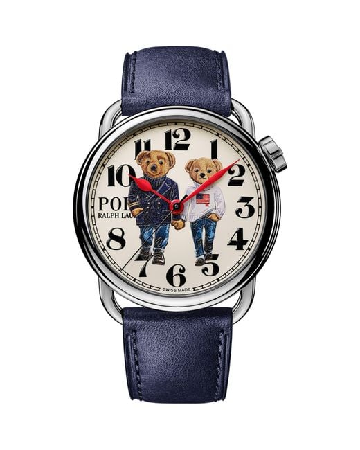 Polo Ralph Lauren Gray Stainless Steel Ralph And Ricky Bear Watch 38mm for men