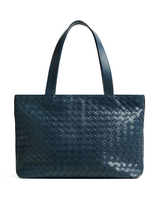 Bottega Veneta Blue Zipped Intrecciato Tote Bag for men