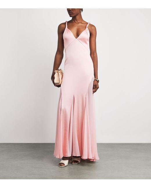 Alice + Olivia Pink Satin Andrina Maxi Dress