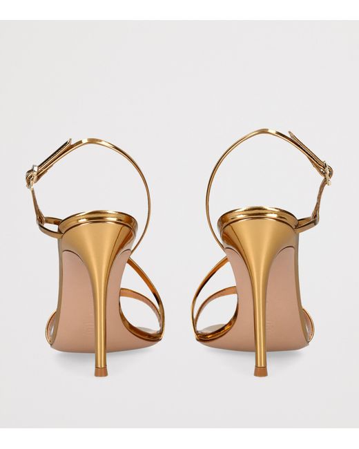 Gianvito Rossi Metallic Leather Manhattan Heeled Sandals 95