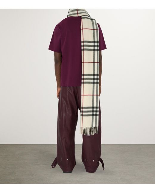 Burberry White Cashmere Wide Check Scarf