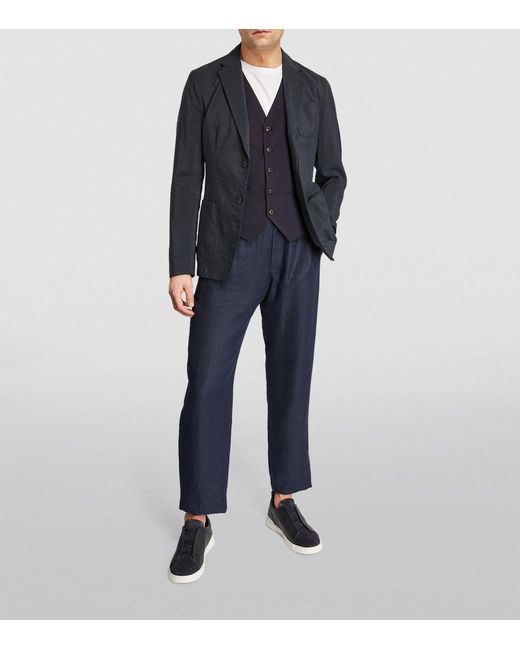Giorgio Armani Blue Wool Waistcoat for men