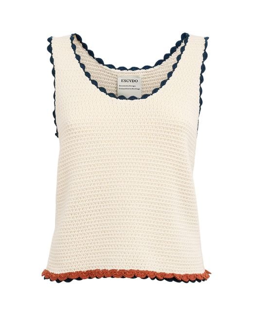 Escvdo Natural Crochet Santos Top