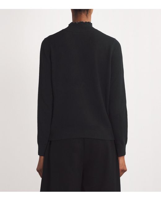 Sandro Black Wool-Cashmere High-Neck Sweater