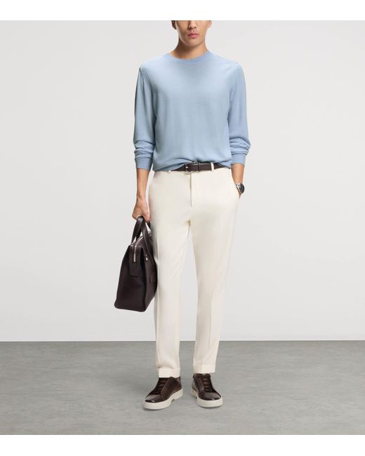 Boss Blue Wool-Silk-Cashmere Sweater for men